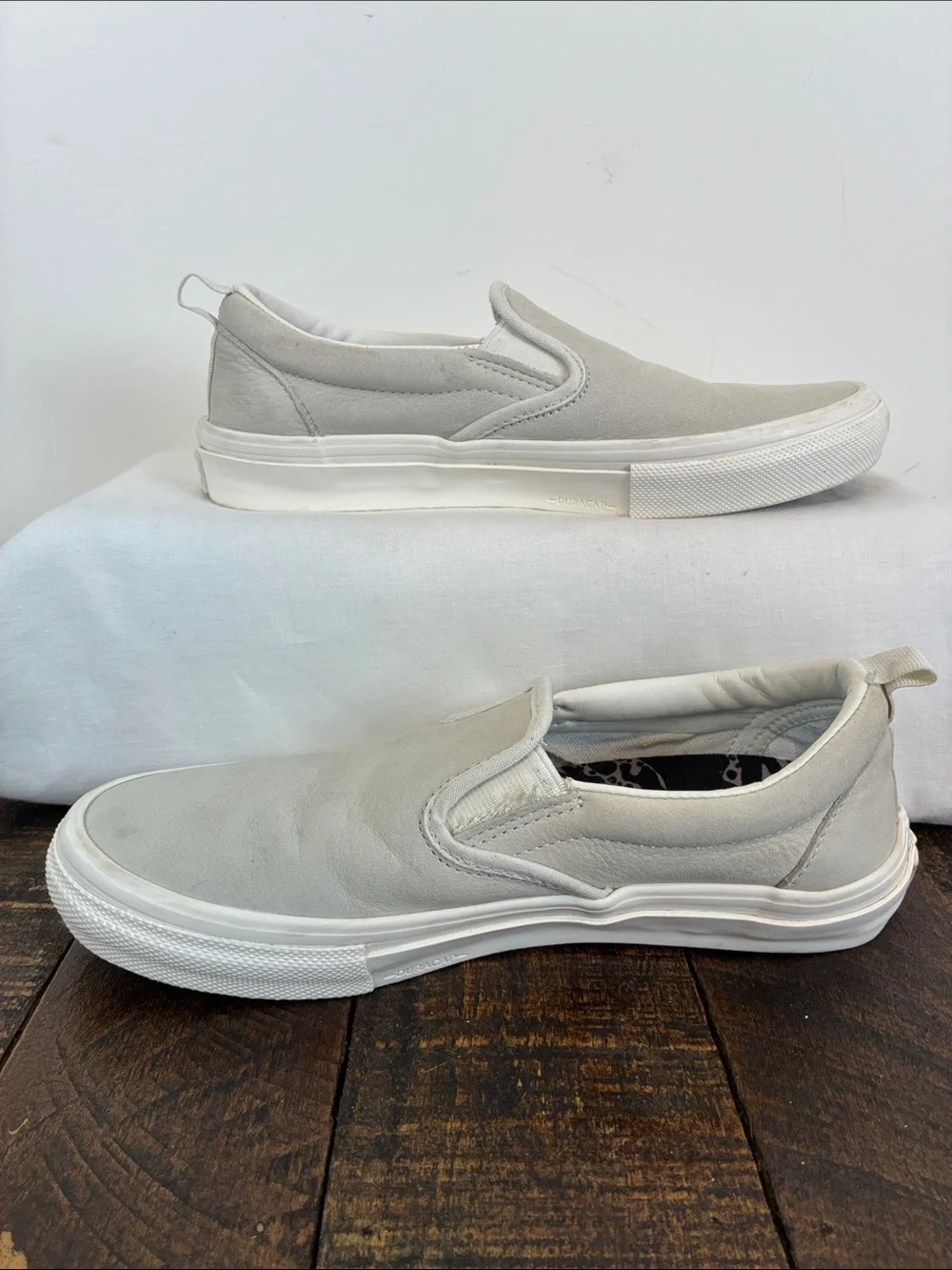 Vans x Public Men's 5.5 Slip-On Suede Sneakers Light Gray Skate